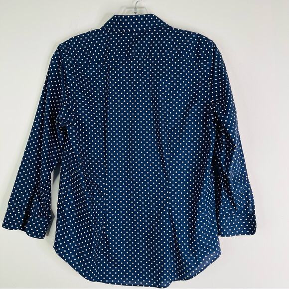 Ralph Lauren blue white polka dot preppy coastal button front top small - Picture 5 of 5